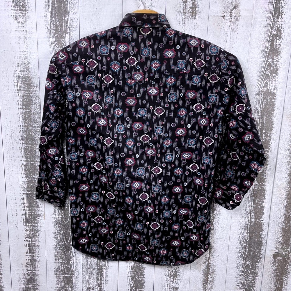 VTG Wrangler Cowboy Cut 16-34 X-Long Tails Aztec Print Bold Southwest *Read* - Picture 2 of 8